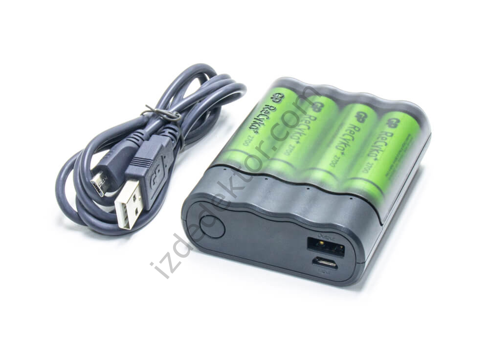 USB Şarj Cihazı ve 4 x AA Şarj Edilebilir Pil